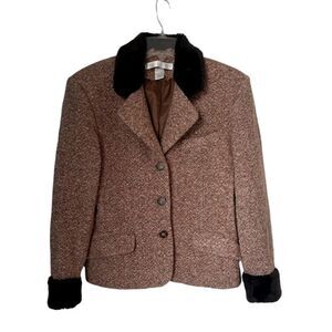 Vintage The Limited Tweed Wool Blend Fitted Academia Jacket Blazer Sz 8